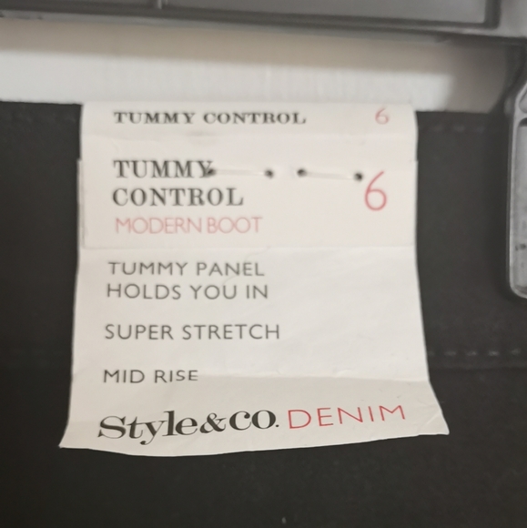 womens style & co tummy control modern boot super stretch mid rise jeans size 6 - Picture 5 of 9